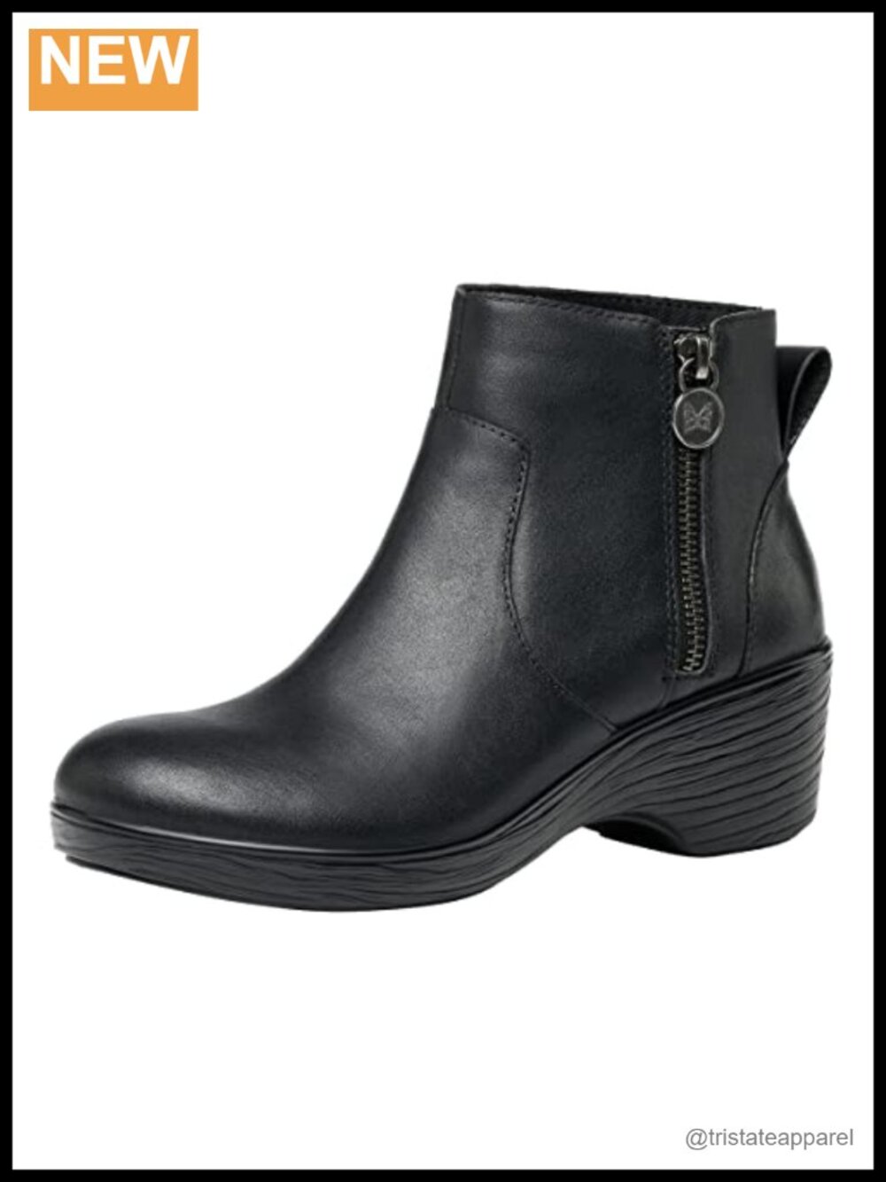 Leather Ankle Boots with Arch Support Slip-Resistant Wedge